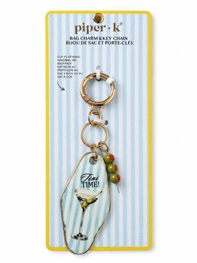 piper•k Olive Martini Bag Charm & Key Chain - Blue Stripe